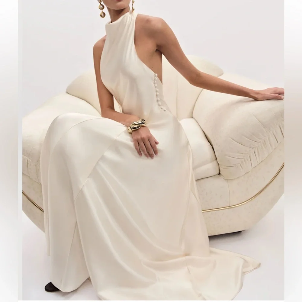 Reformation Roy Ivory Halter-Back Maxi Gown - Picture 3 of 9